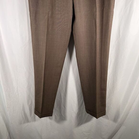 Jos A Banks Executive Collection Pants Men's 36R Brown 100% Wool Pleated - Picture 2 of 8